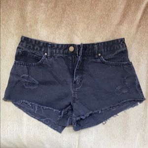 PacSun Black Ripped Denim Shorts
